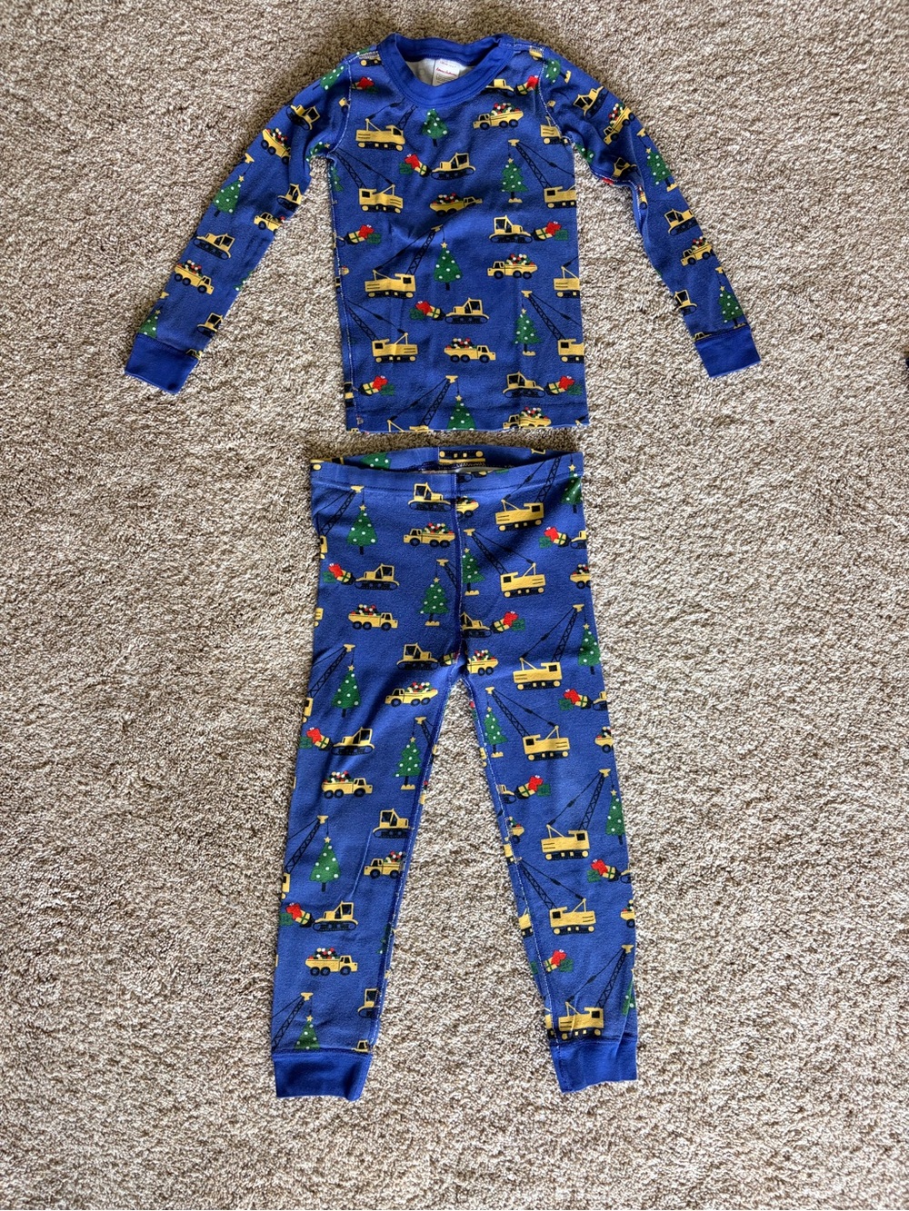 Blue Construction Truck Kids Pajama Set